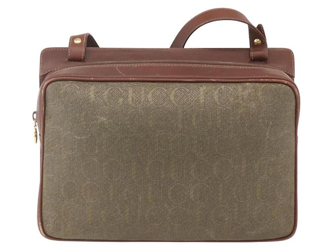 Borsa a Spalla GUCCI in Pelle Tela Marrone Oro Auth 160596 D'oro - vista 3