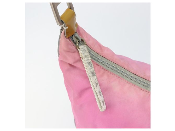 Borsa a Spalla PRADA in Nylon Rosa Argento Auth 160914 - vista 14
