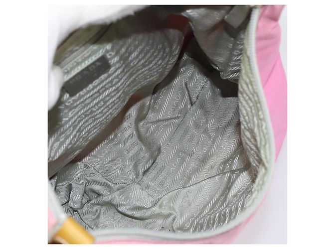 Borsa a Spalla PRADA in Nylon Rosa Argento Auth 160914 - vista 16