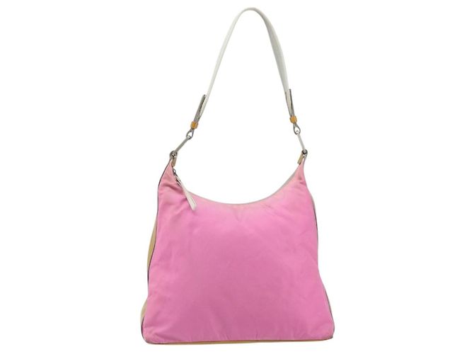 Borsa a Spalla PRADA in Nylon Rosa Argento Auth 160914 - vista 2