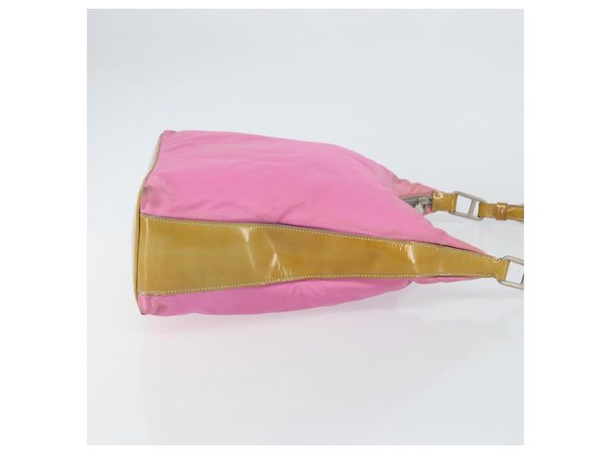 Borsa a Spalla PRADA in Nylon Rosa Argento Auth 160914 - vista 4