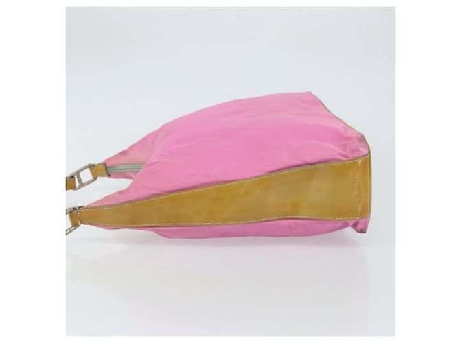 Borsa a Spalla PRADA in Nylon Rosa Argento Auth 160914 - vista 5