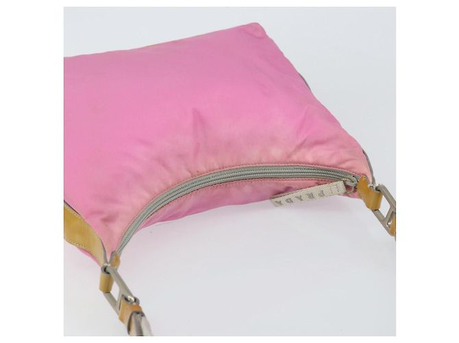 Borsa a Spalla PRADA in Nylon Rosa Argento Auth 160914 - vista 6