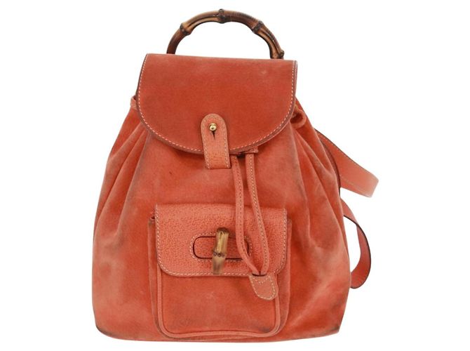 Bamboo Zaino in Bambù GUCCI Camoscio Arancione Oro 003 58 0030 Auth 159296 D'oro - vista 2
