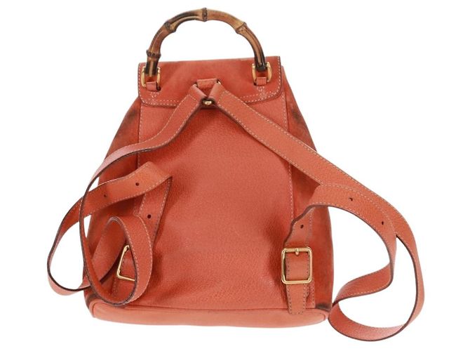 Bamboo Zaino in Bambù GUCCI Camoscio Arancione Oro 003 58 0030 Auth 159296 D'oro - vista 3