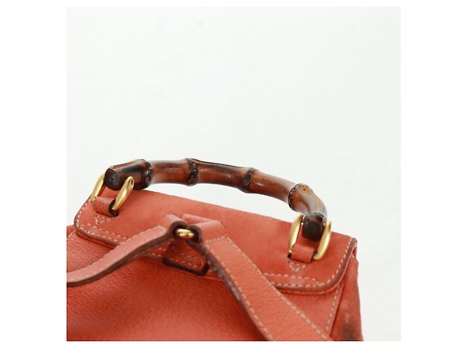 Bamboo Zaino in Bambù GUCCI Camoscio Arancione Oro 003 58 0030 Auth 159296 D'oro - vista 9
