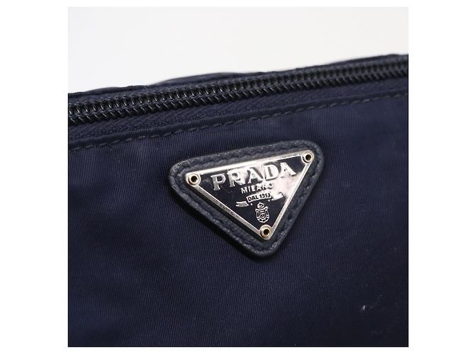 Pochette Prada Nylon Blu Navy Argento Auth hk3259 - vista 13