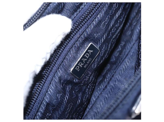 Pochette Prada Nylon Blu Navy Argento Auth hk3259 - vista 15
