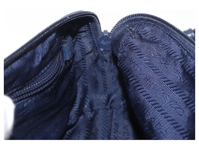 Pochette Prada Nylon Blu Navy Argento Auth hk3259 - vista 17