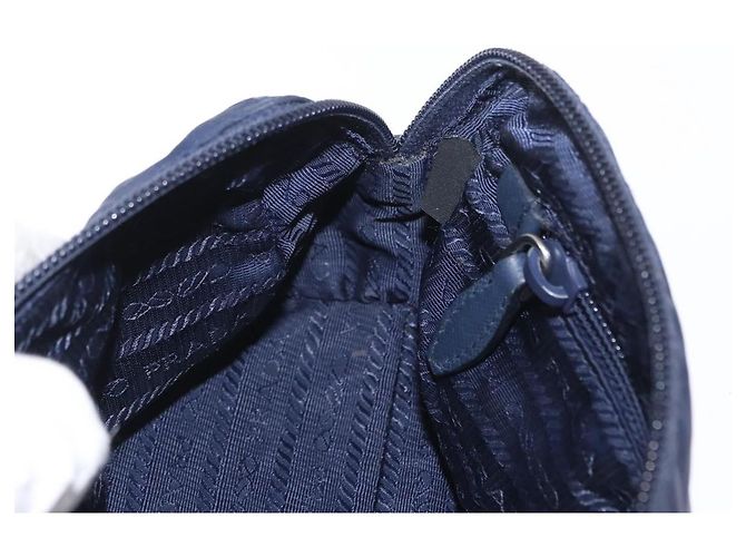 Pochette Prada Nylon Blu Navy Argento Auth hk3259 - vista 18