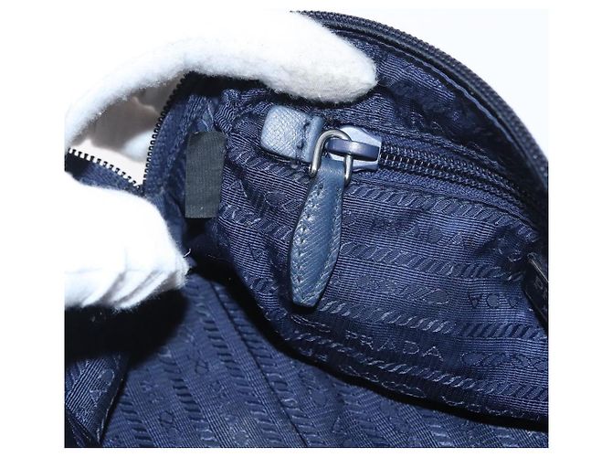 Pochette Prada Nylon Blu Navy Argento Auth hk3259 - vista 19