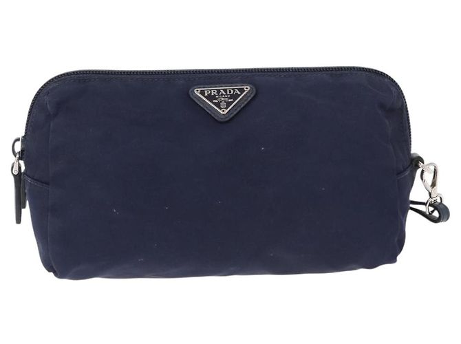 Pochette Prada Nylon Blu Navy Argento Auth hk3259 - vista 2