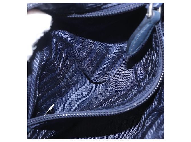 Pochette Prada Nylon Blu Navy Argento Auth hk3259 - vista 20