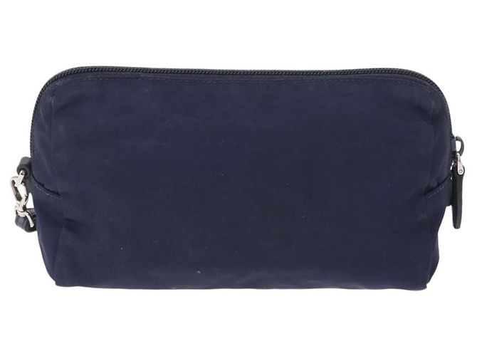 Pochette Prada Nylon Blu Navy Argento Auth hk3259 - vista 3