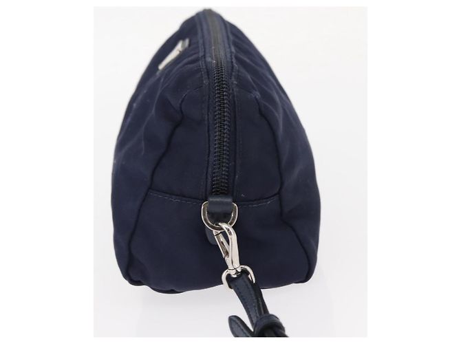 Pochette Prada Nylon Blu Navy Argento Auth hk3259 - vista 4