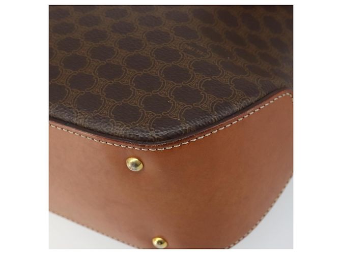 Céline Borsa a mano in tela Macadam CELINE in pelle PVC 2 in 1 marrone oro Auth 161001 - vista 12