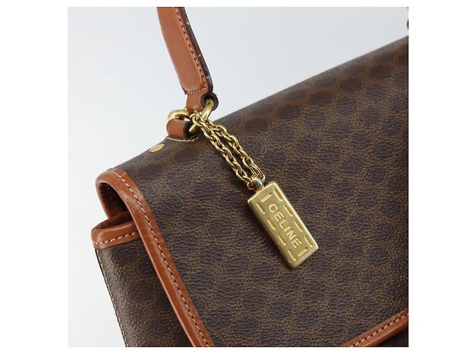 Céline Borsa a mano in tela Macadam CELINE in pelle PVC 2 in 1 marrone oro Auth 161001 - vista 16