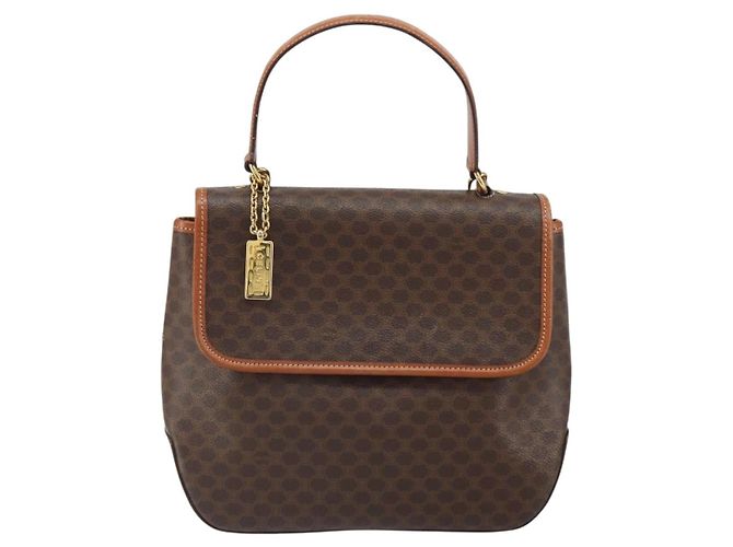 Céline Borsa a mano in tela Macadam CELINE in pelle PVC 2 in 1 marrone oro Auth 161001 - vista 2