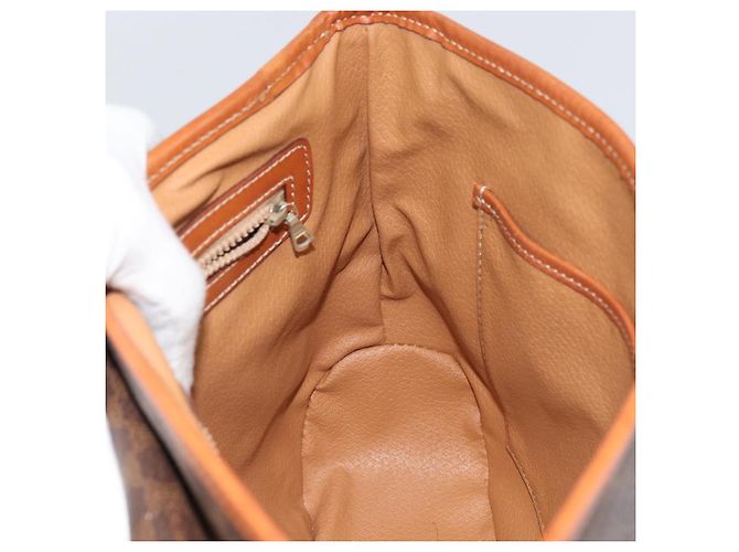 Céline Borsa a mano in tela Macadam CELINE in pelle PVC 2 in 1 marrone oro Auth 161001 - vista 20