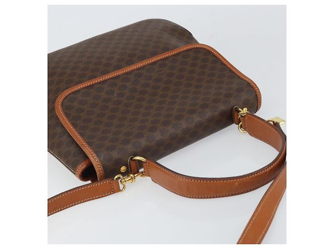 Céline Borsa a mano in tela Macadam CELINE in pelle PVC 2 in 1 marrone oro Auth 161001 - vista 6