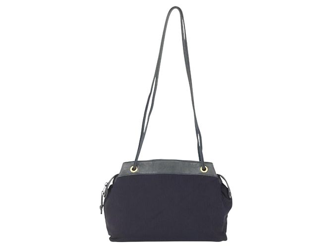 Borsa a Spalla LOEWE Nylon Blu Navy Oro Auth 159401 D'oro - vista 13