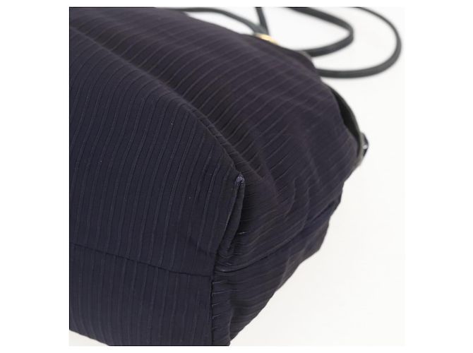 Borsa a Spalla LOEWE Nylon Blu Navy Oro Auth 159401 D'oro - vista 15
