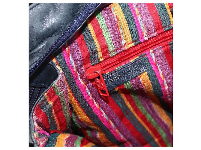 Borsa a Spalla LOEWE Nylon Blu Navy Oro Auth 159401 D'oro - vista 18