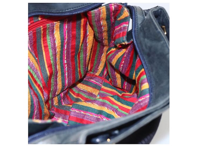 Borsa a Spalla LOEWE Nylon Blu Navy Oro Auth 159401 D'oro - vista 19
