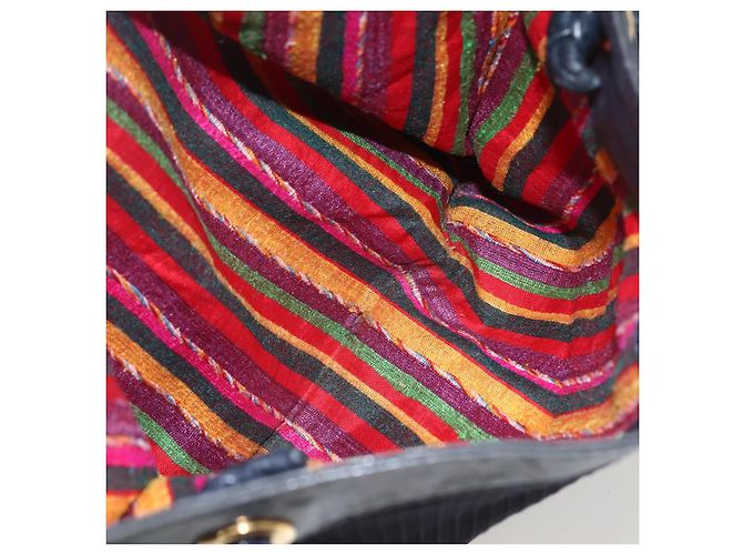 Borsa a Spalla LOEWE Nylon Blu Navy Oro Auth 159401 D'oro - vista 22