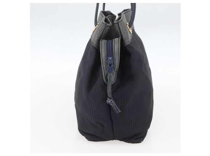 Borsa a Spalla LOEWE Nylon Blu Navy Oro Auth 159401 D'oro - vista 3