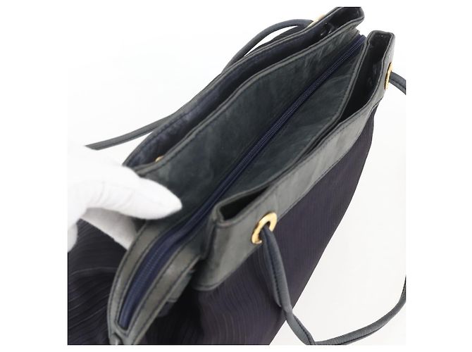 Borsa a Spalla LOEWE Nylon Blu Navy Oro Auth 159401 D'oro - vista 6
