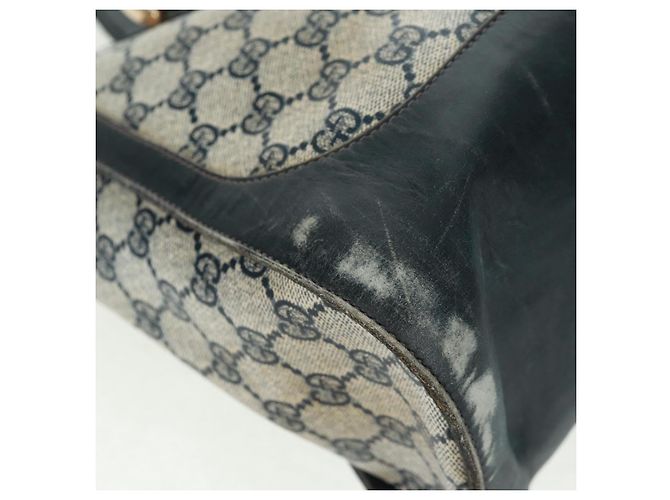 Bolsa de mão GUCCI GG Supreme Sherry Line PVC Marinho Ouro Auth 162954 Dourado Azul marinho - vista 10