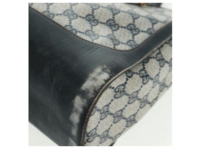 Bolsa de mão GUCCI GG Supreme Sherry Line PVC Marinho Ouro Auth 162954 Dourado Azul marinho - vista 11