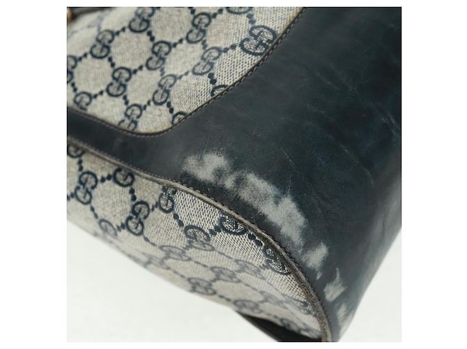 Bolsa de mão GUCCI GG Supreme Sherry Line PVC Marinho Ouro Auth 162954 Dourado Azul marinho - vista 12