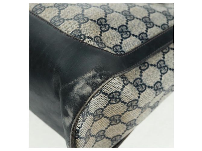 Bolsa de mão GUCCI GG Supreme Sherry Line PVC Marinho Ouro Auth 162954 Dourado Azul marinho - vista 13