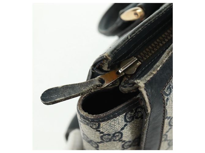 Bolsa de mão GUCCI GG Supreme Sherry Line PVC Marinho Ouro Auth 162954 Dourado Azul marinho - vista 16