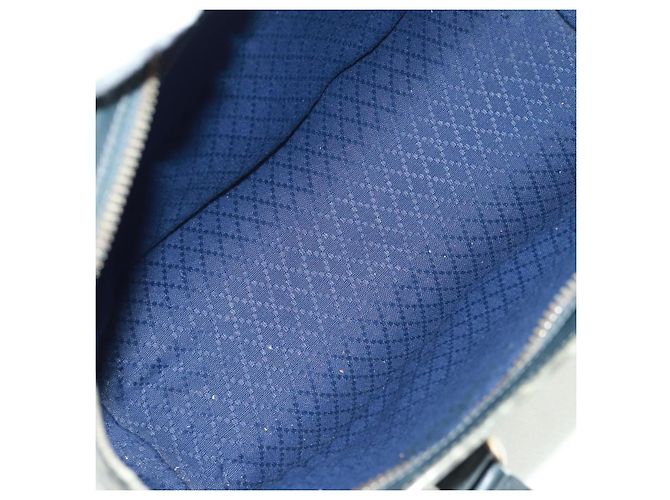 Bolsa de mão GUCCI GG Supreme Sherry Line PVC Marinho Ouro Auth 162954 Dourado Azul marinho - vista 17