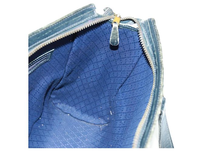 Bolsa de mão GUCCI GG Supreme Sherry Line PVC Marinho Ouro Auth 162954 Dourado Azul marinho - vista 18