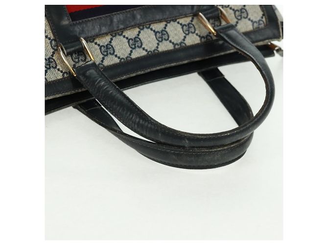 Bolsa de mão GUCCI GG Supreme Sherry Line PVC Marinho Ouro Auth 162954 Dourado Azul marinho - vista 7