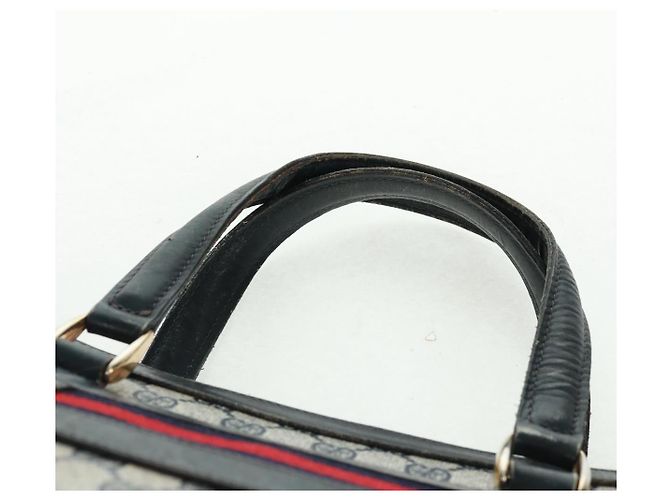 Bolsa de mão GUCCI GG Supreme Sherry Line PVC Marinho Ouro Auth 162954 Dourado Azul marinho - vista 8