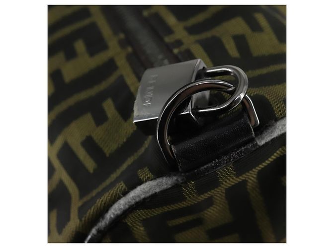 Borsa Boston in tela Zucca FENDI marrone nero Auth 160211 - vista 14