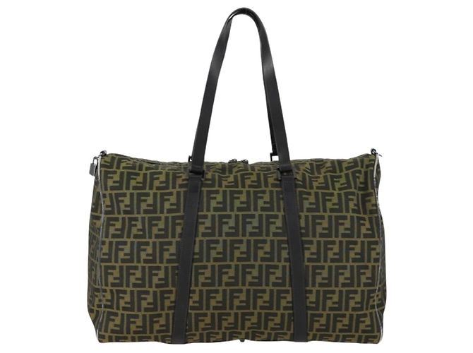 Borsa Boston in tela Zucca FENDI marrone nero Auth 160211 - vista 2