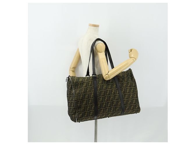 Borsa Boston in tela Zucca FENDI marrone nero Auth 160211 - vista 22