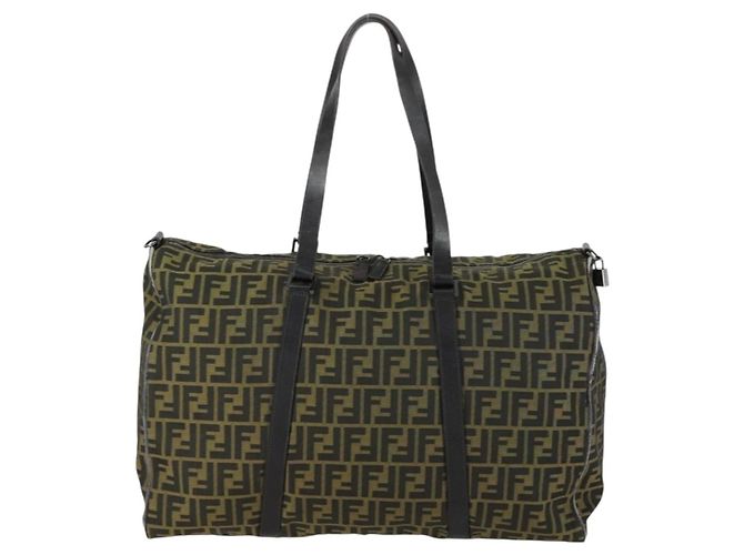 Borsa Boston in tela Zucca FENDI marrone nero Auth 160211 - vista 3