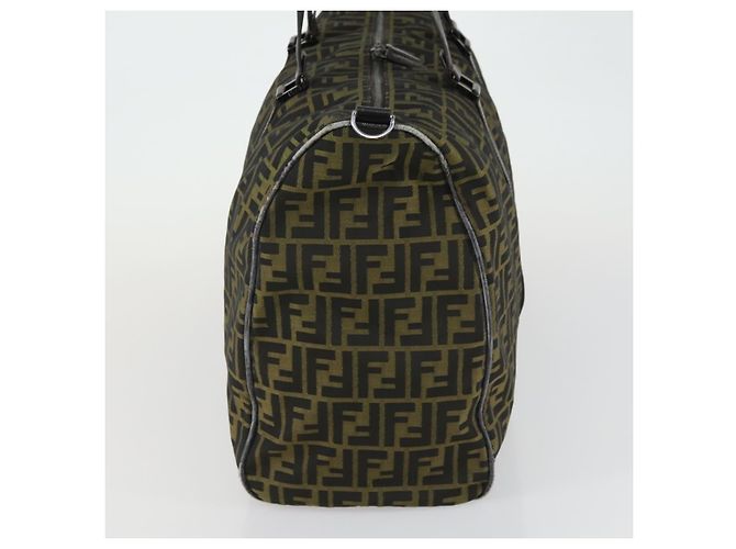 Borsa Boston in tela Zucca FENDI marrone nero Auth 160211 - vista 4