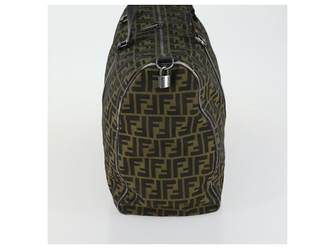 Borsa Boston in tela Zucca FENDI marrone nero Auth 160211 - vista 5