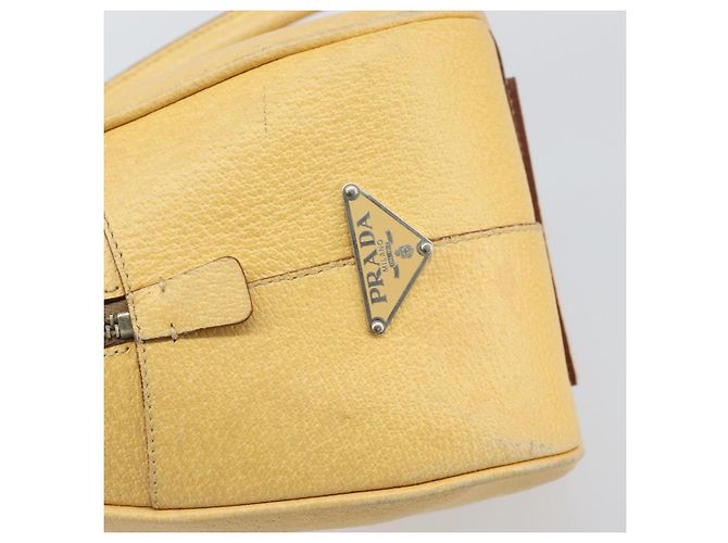 Prada Borsa a Spalla in Pelle Gialla Argento Auth hk3313 Giallo - vista 14