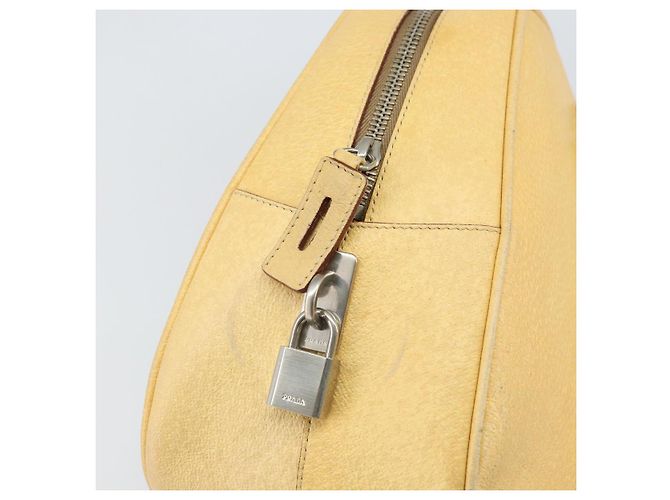 Prada Borsa a Spalla in Pelle Gialla Argento Auth hk3313 Giallo - vista 15