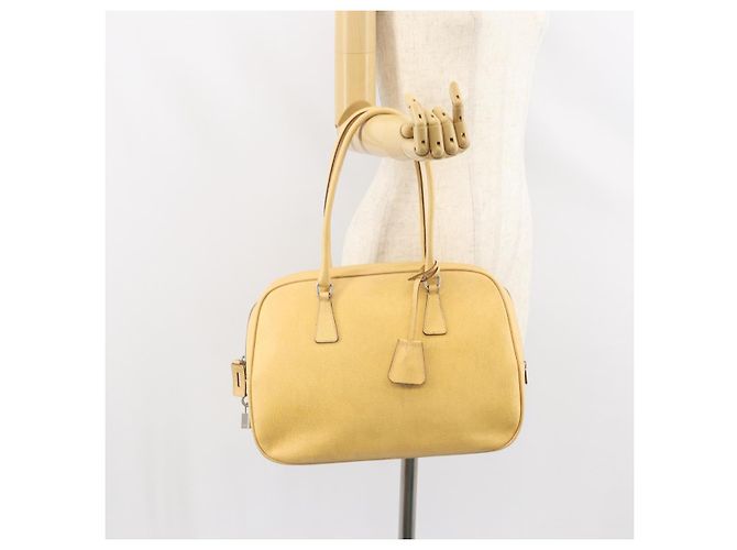 Prada Borsa a Spalla in Pelle Gialla Argento Auth hk3313 Giallo - vista 24
