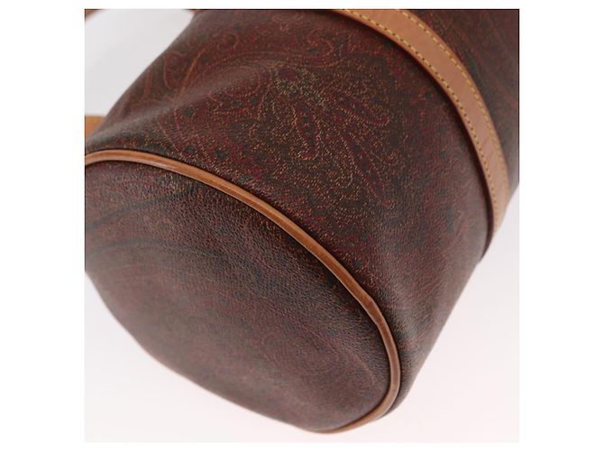 Bolso de mano ETRO de PVC marrón y dorado Auth 158540 - vista 10